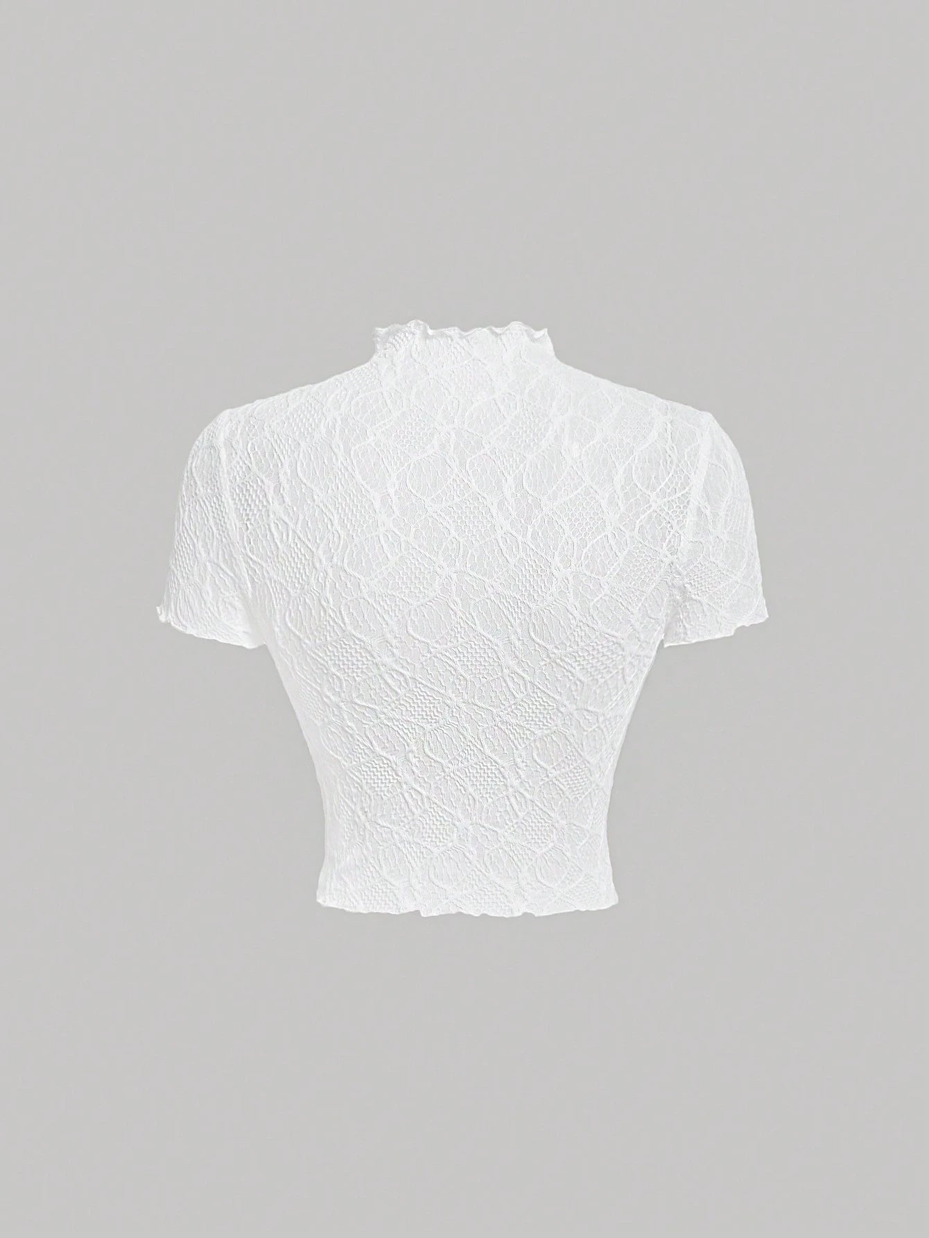 MOD Women's Black Knitted Perspective Stand Collar Short Sleeve Slim Fit T-Shirt Suitable For Summer