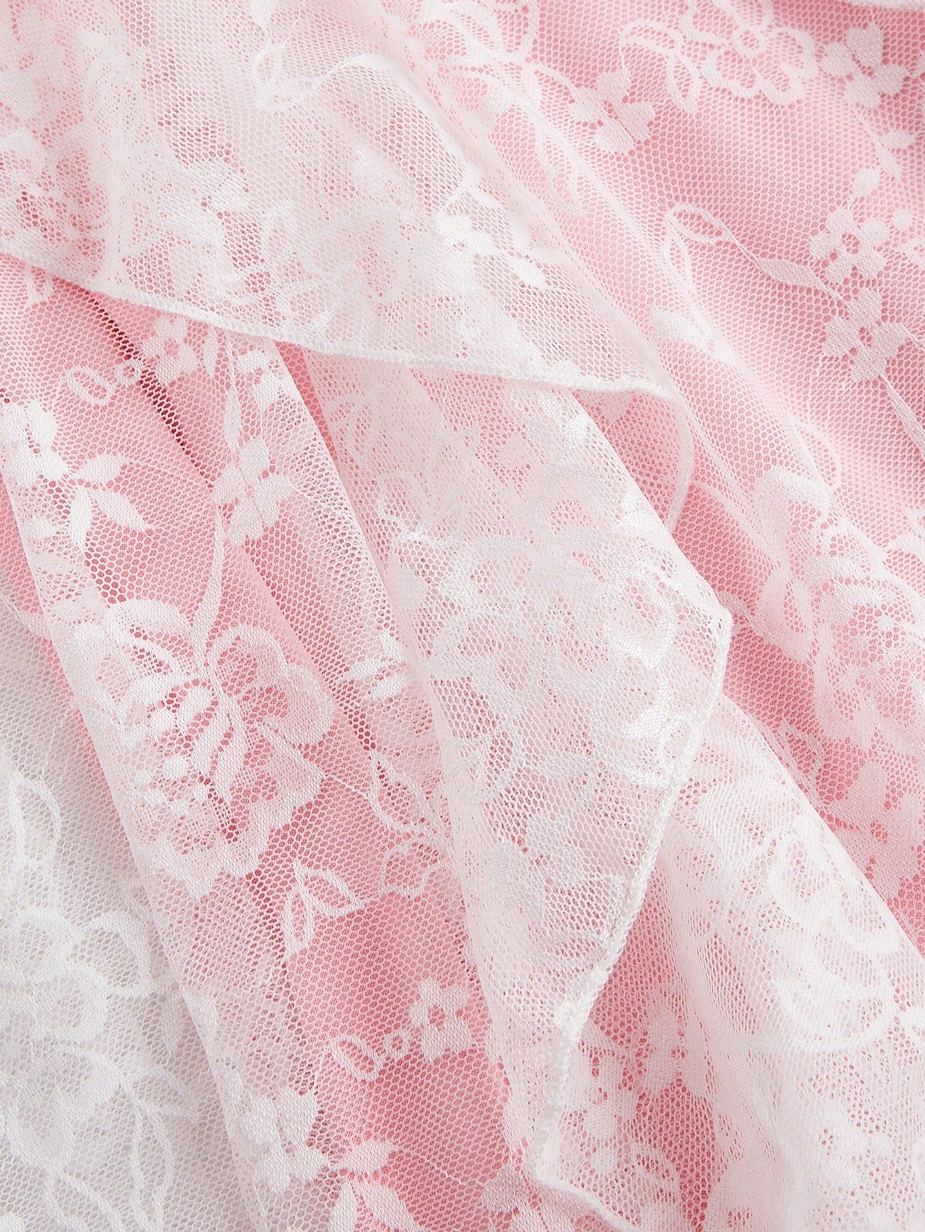 MOD Women's Elegant Pink Floral Lace Ruffle Bow Decor Slip Dress,Cute Summer Dates Vacation Outfits, Party Evening Wedding Guest Dress,Pastel Dresses