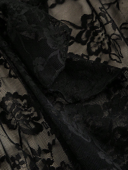 MOD Women's Elegant Pink Floral Lace Ruffle Bow Decor Slip Dress,Cute Summer Dates Vacation Outfits, Party Evening Wedding Guest Dress,Pastel Dresses