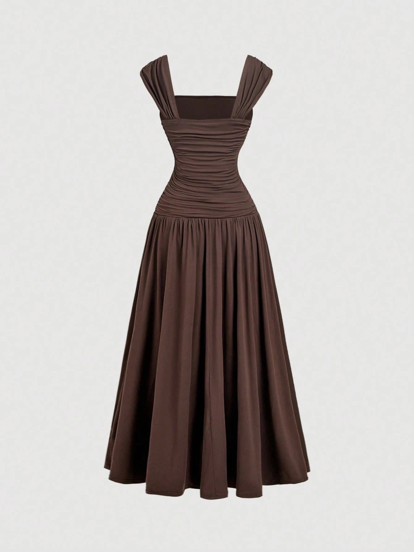 MOD Women's Solid Color Pleated Square Neck Sleeveless Elegant Midi Dress,Summer,Vacation,Going Out,Birthday,Tea Party,Beach, Back To School,Casual