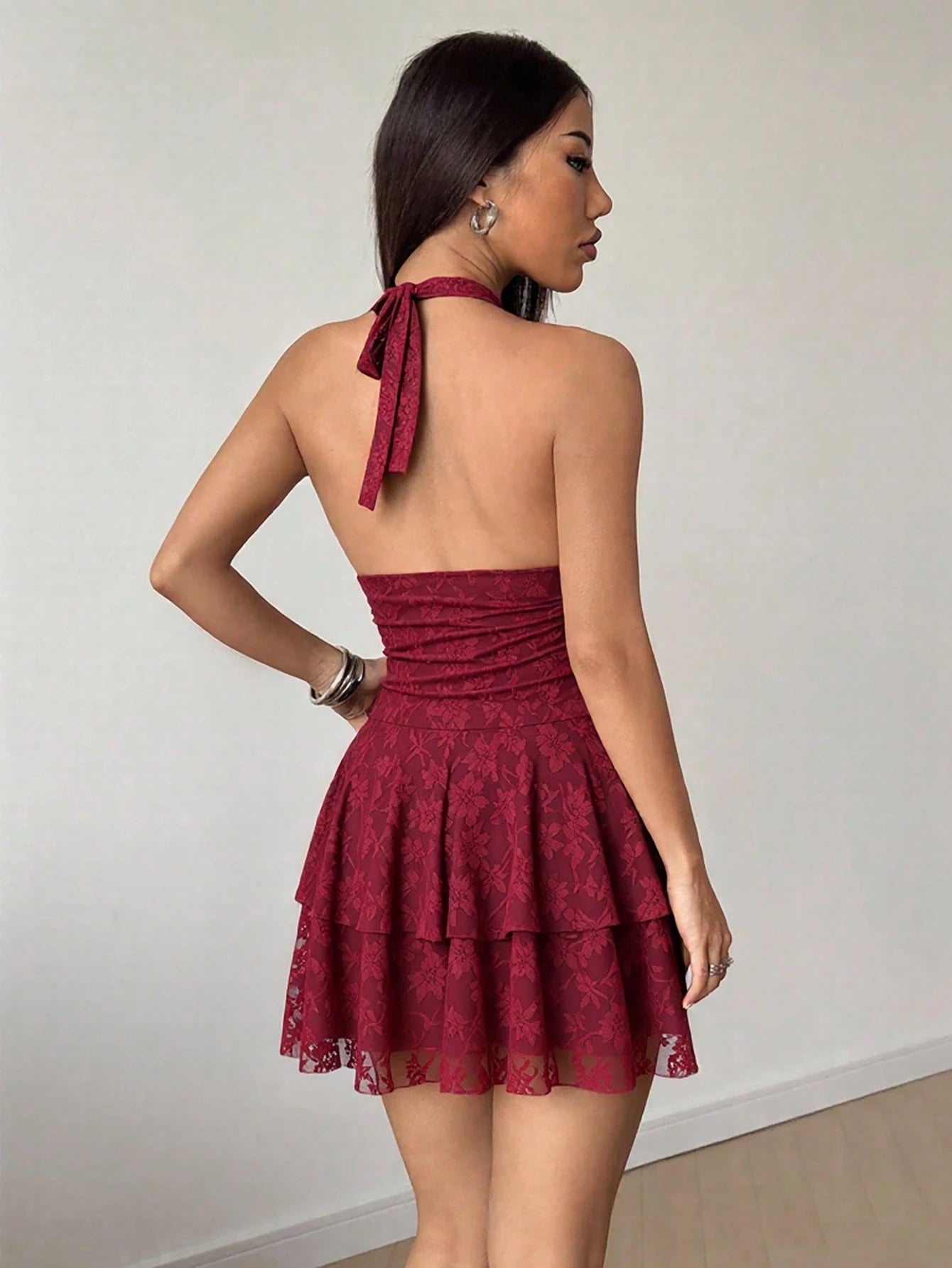Mori Grove Mori Grove Women's Sexy Lace Sweet Mini Dress With Bow Tie, Suitable For Spring/Summer Daily Wear