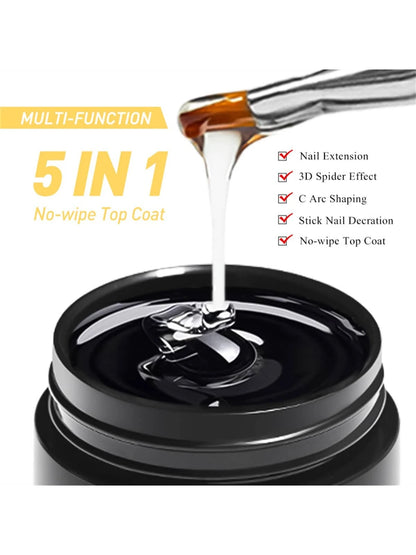 Mtssii 5-In-1 Adhesive Gel, Strengthening Gel, No-Wipe Top Coat, Soak-Off UV LED Gel Nail Polish, 3D Color Design