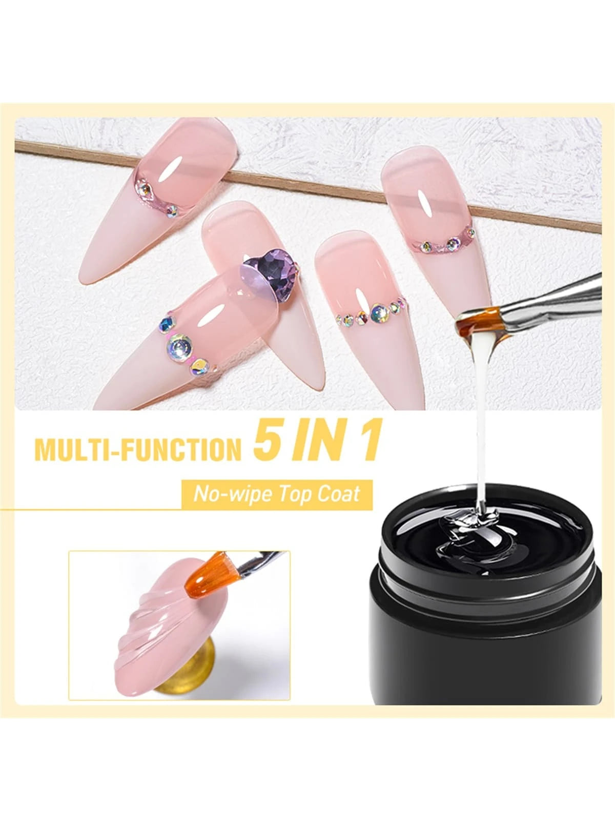 Mtssii 5-In-1 Adhesive Gel, Strengthening Gel, No-Wipe Top Coat, Soak-Off UV LED Gel Nail Polish, 3D Color Design