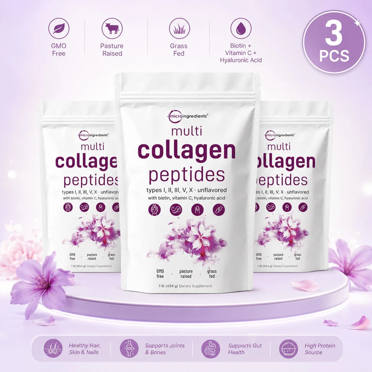 Multi Collagen Peptides Powder- Hydrolyzed Protein Peptides With Hyaluronic Acid, Biotin & Vitamin C,Holiday Essentials
