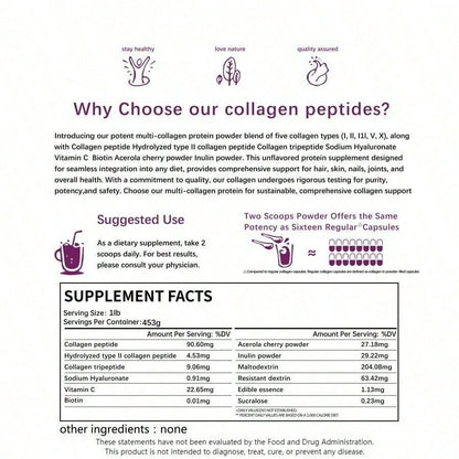 Multi Collagen Peptides Powder- Hydrolyzed Protein Peptides With Hyaluronic Acid, Biotin & Vitamin C,Holiday Essentials