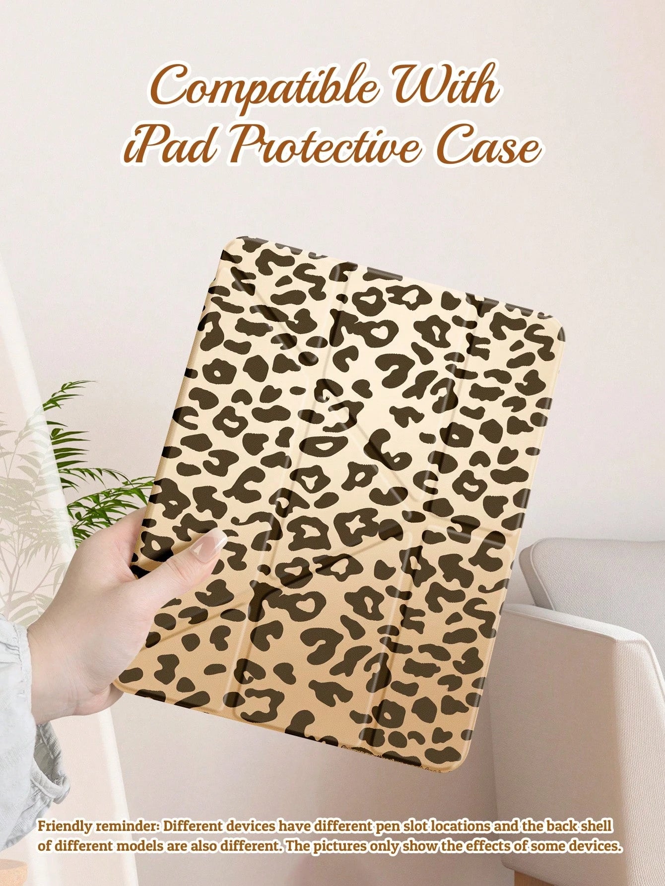 Multi-Foldable Tablet Protective Case, Double-Sided Leopard Print, High-Transparency Acrylic Back Shell Anti-Scratch And Anti-Bend, With Pen Slot, Magnetic Auto Sleep/Wake Function. Suitable For IPad