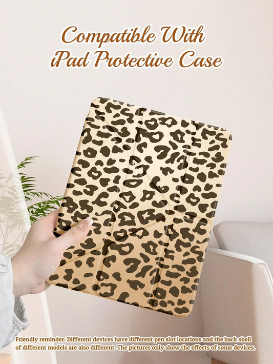Multi-Foldable Tablet Protective Case, Double-Sided Leopard Print, High-Transparency Acrylic Back Shell Anti-Scratch And Anti-Bend, With Pen Slot, Magnetic Auto Sleep/Wake Function. Suitable For IPad