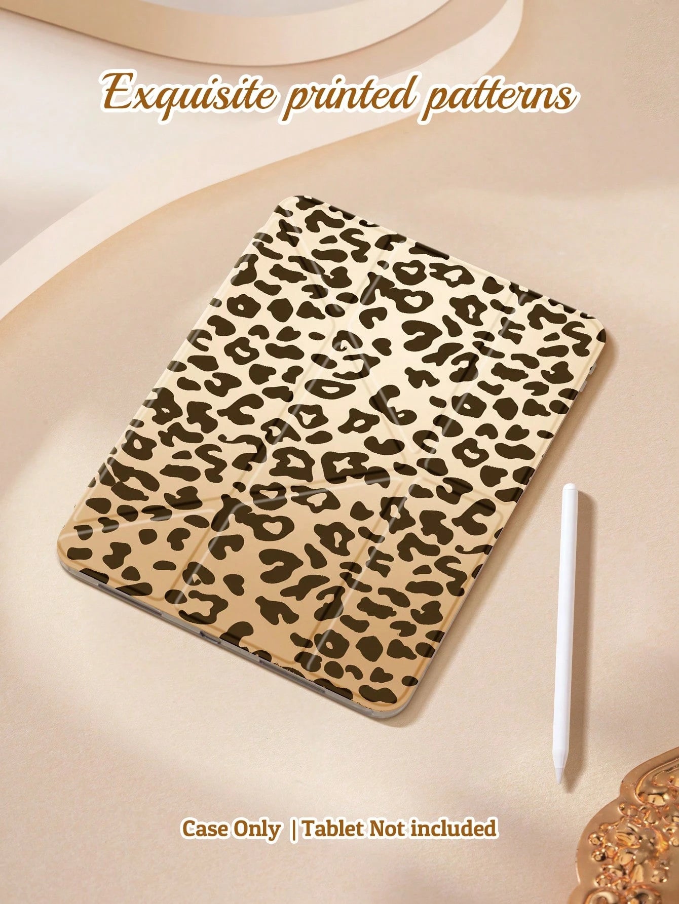 Multi-Foldable Tablet Protective Case, Double-Sided Leopard Print, High-Transparency Acrylic Back Shell Anti-Scratch And Anti-Bend, With Pen Slot, Magnetic Auto Sleep/Wake Function. Suitable For IPad