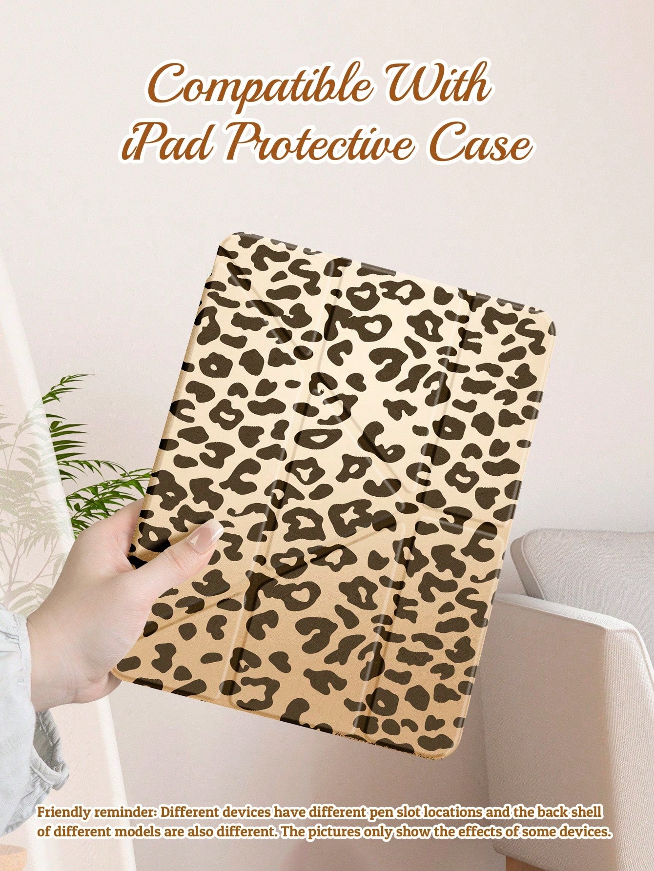 Multi-Foldable Tablet Protective Case, Double-Sided Leopard Print, High-Transparency Acrylic Back Shell Anti-Scratch And Anti-Bend, With Pen Slot, Magnetic Auto Sleep/Wake Function. Suitable For IPad