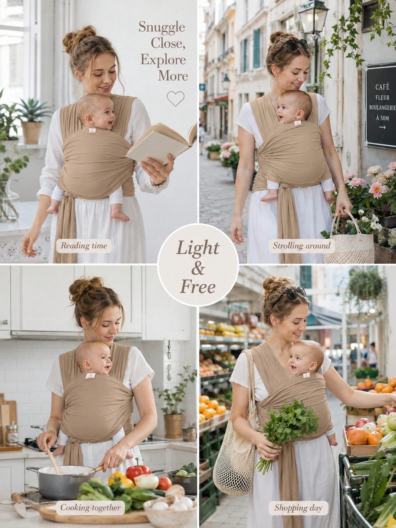 Multi-Functional Infant Baby Carrier, Front Facing Adjustable Wrap Sling For Newborns & Toddlers, Portable & Lightweight, Suitable For All Seasons