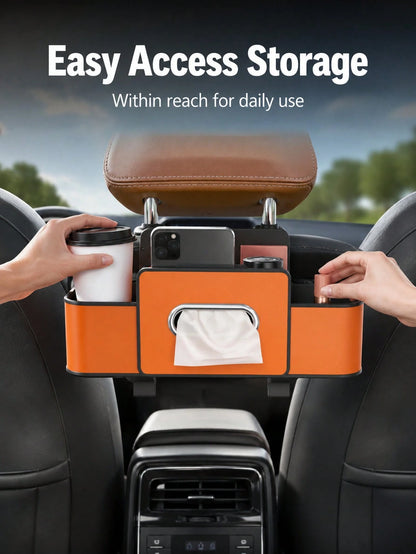 Multifunctional Car Seat Back Storage Box Space-Saving Organizer Durable ABS Tissue Box And Adjustable Hooks For Families Sleek Accesorios Para Carro To Hold Snacks Drinks Easy Installation With Unive