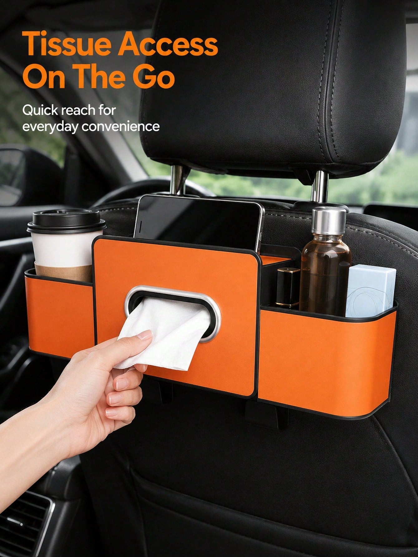 Multifunctional Car Seat Back Storage Box Space-Saving Organizer Durable ABS Tissue Box And Adjustable Hooks For Families Sleek Accesorios Para Carro To Hold Snacks Drinks Easy Installation With Unive