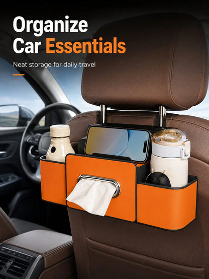 Multifunctional Car Seat Back Storage Box Space-Saving Organizer Durable ABS Tissue Box And Adjustable Hooks For Families Sleek Accesorios Para Carro To Hold Snacks Drinks Easy Installation With Unive