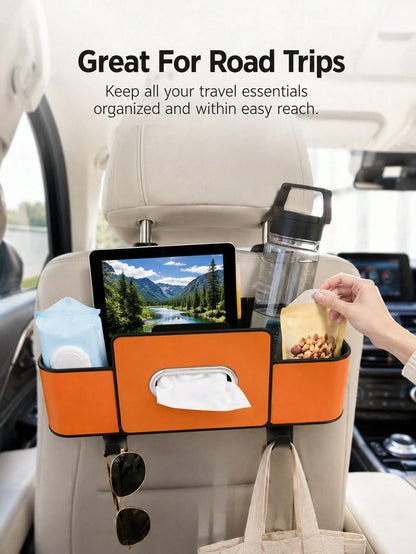 Multifunctional Car Seat Back Storage Box Space-Saving Organizer Durable ABS Tissue Box And Adjustable Hooks For Families Sleek Accesorios Para Carro To Hold Snacks Drinks Easy Installation With Unive