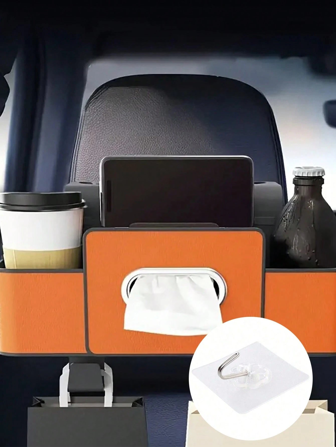 Multifunctional Car Seat Back Storage Box Space-Saving Organizer Durable ABS Tissue Box And Adjustable Hooks For Families Sleek Accesorios Para Carro To Hold Snacks Drinks Easy Installation With Unive