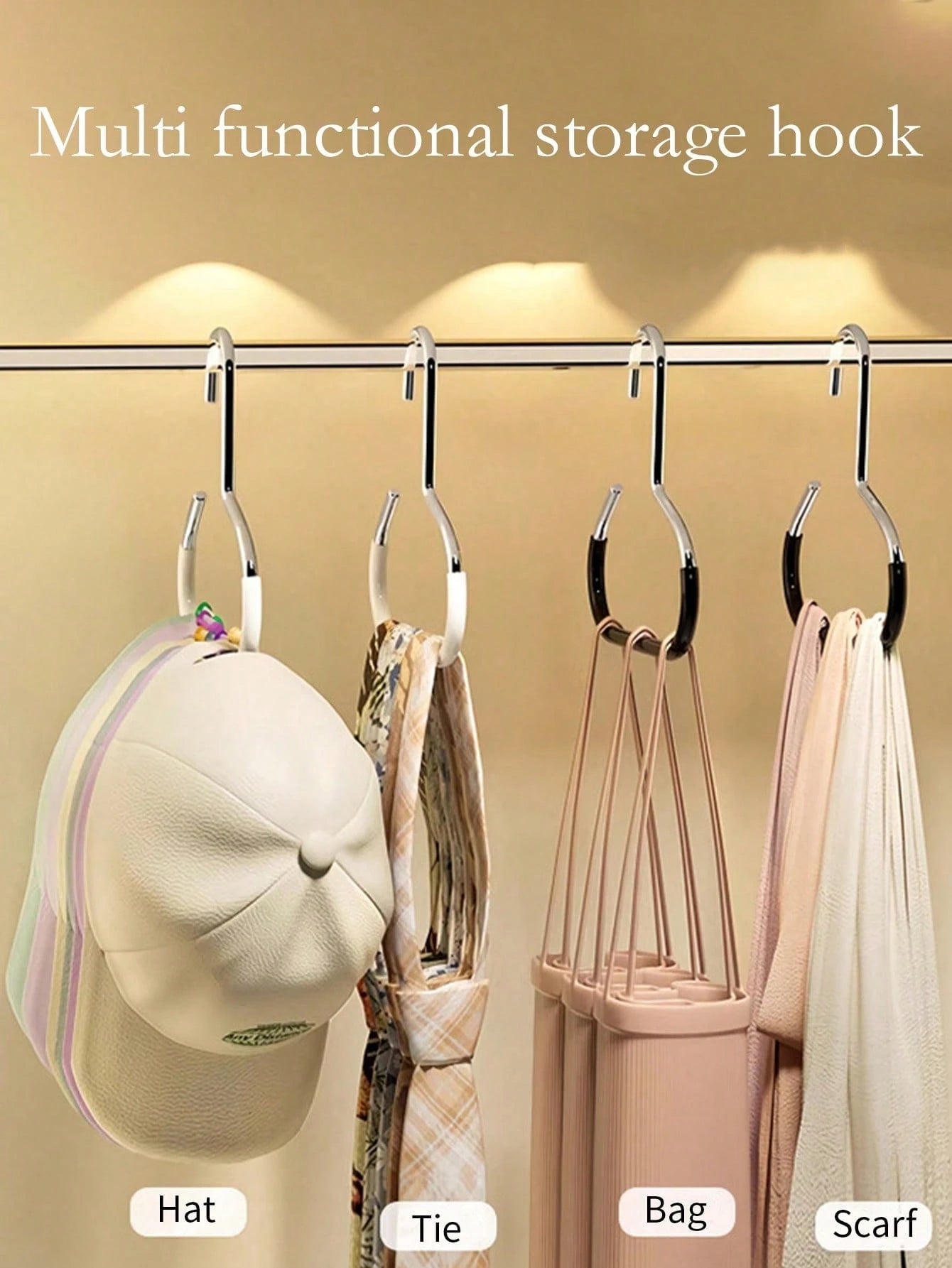 Multifunctional Hat Rack, Dorm Closet Storage Hooks, Can Hang Hats, Ties, Belts, Scarves, Portable Travel Hanger, Suitable For Home, Campus, Hotel