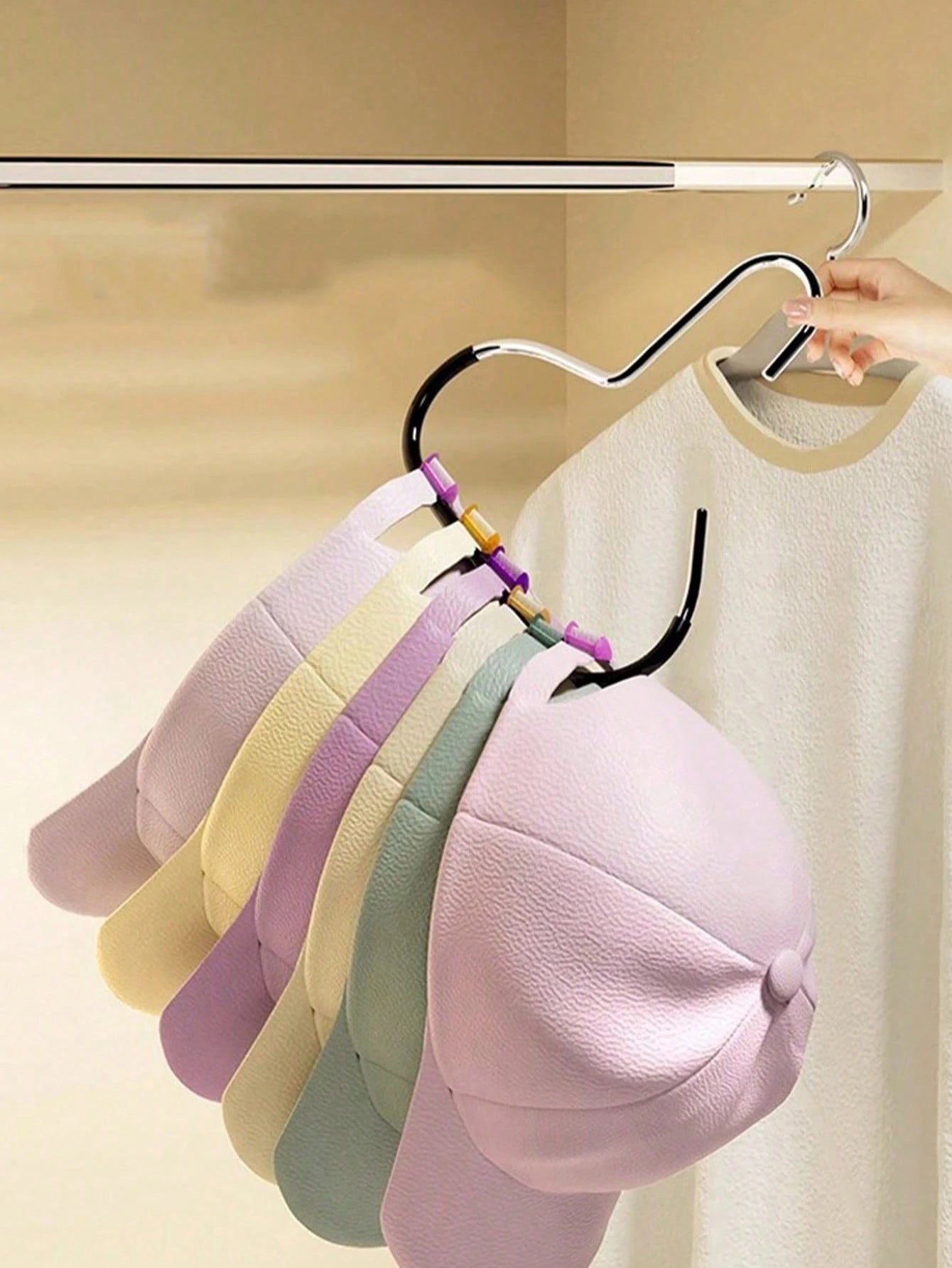 Multifunctional Hat Rack, Dorm Closet Storage Hooks, Can Hang Hats, Ties, Belts, Scarves, Portable Travel Hanger, Suitable For Home, Campus, Hotel