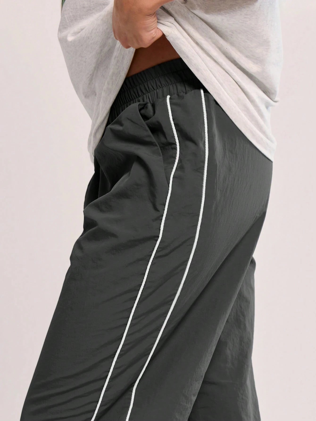 MUSERA Elasticated Waist Contrast Piping Flare Leg Loose Fit Trousers Casual Back To School Sweatpants Joggers Lounge Summer Holiday