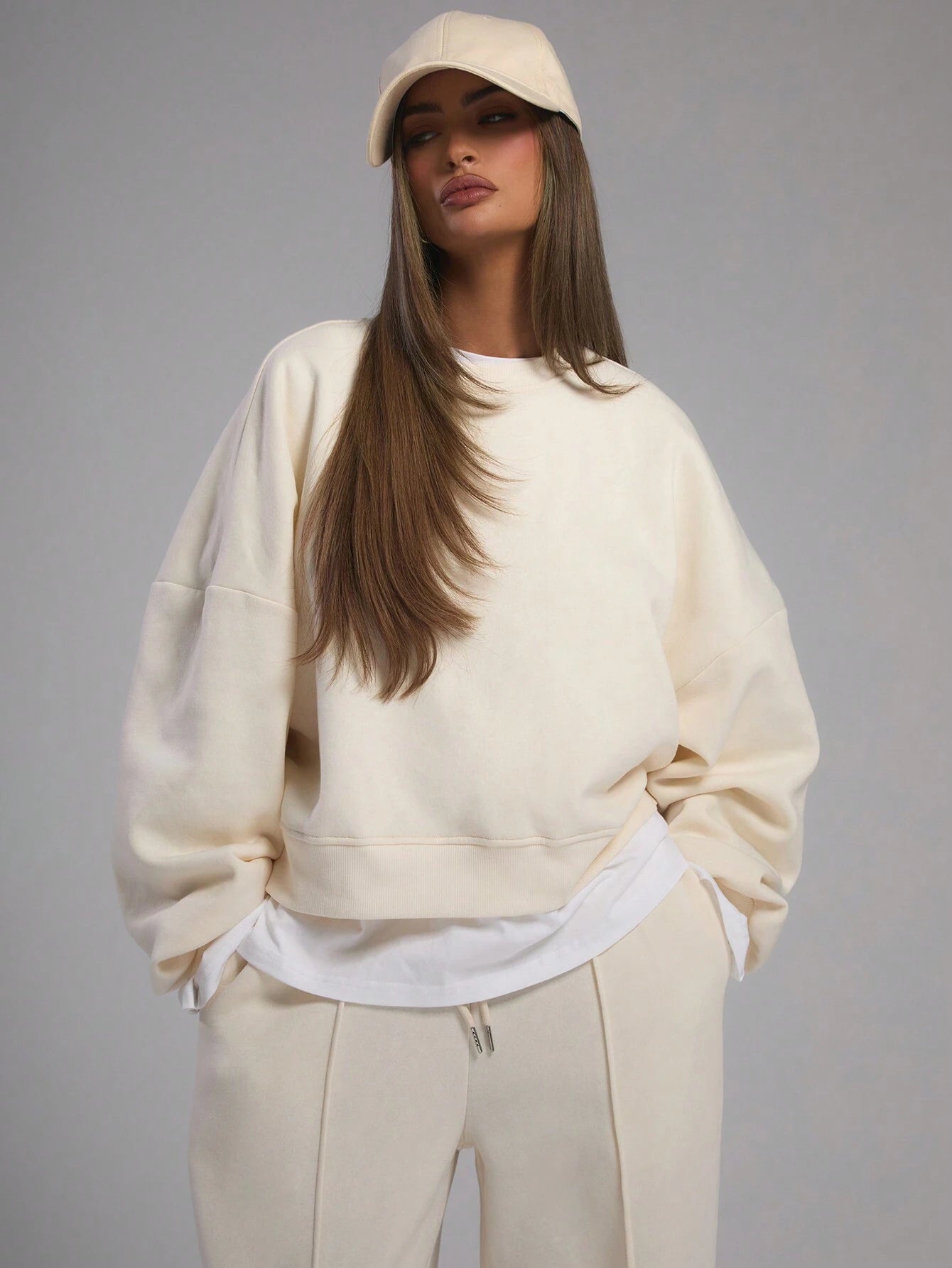 MUSERA Oversized Boxy Cropped Sweatshirt Long Sleeve Relaxed Fit Back To School  Cosy Cute Casual Everyday Capsule Wardrobe