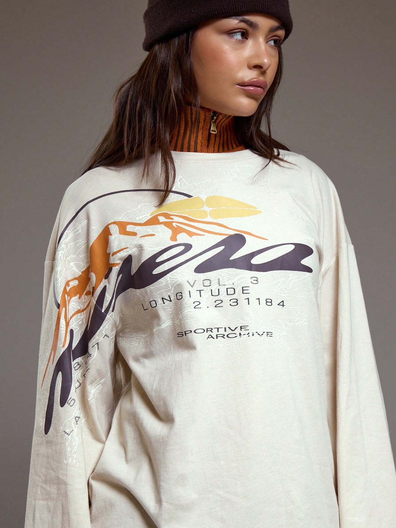 MUSERA Oversized Mountain Map Graphic Long Sleeve Top Coolgirl Cosy Cute Outdoors Explorer Spring Graphic Tee Summer Holiday Casual