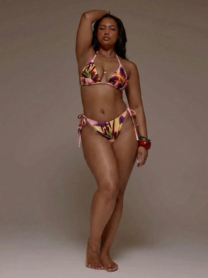MUSERA Plus Size Ombre Print Tie Side Bikini Bottoms Only Spring Summer Cute Vacation Holiday Festival Ibiza Sexy