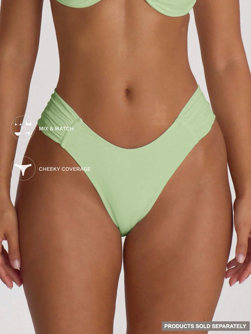 Musera Resort Ruched Side Cheeky Fit Bikini Bottoms Swim Vacation Holiday Summer Travel Beachwear Basics Solid Colour Swimwear Resort Core