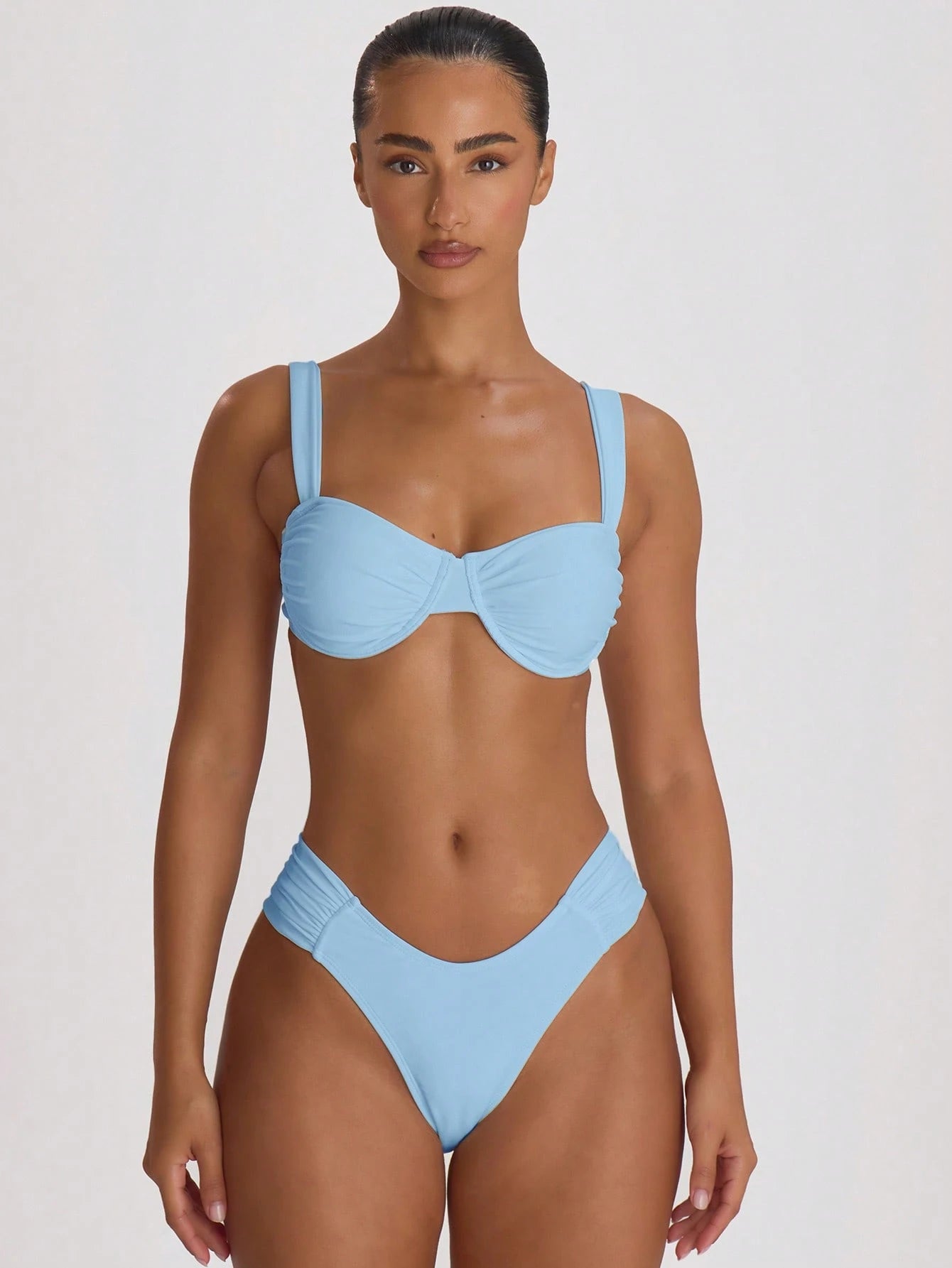 Musera Resort Ruched Side Cheeky Fit Bikini Bottoms Swim Vacation Holiday Summer Travel Beachwear Swimwear Solid Colour Resort Core