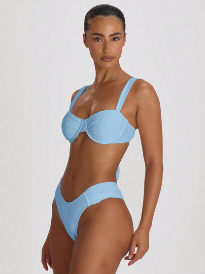 Musera Resort Ruched Side Cheeky Fit Bikini Bottoms Swim Vacation Holiday Summer Travel Beachwear Swimwear Solid Colour Resort Core