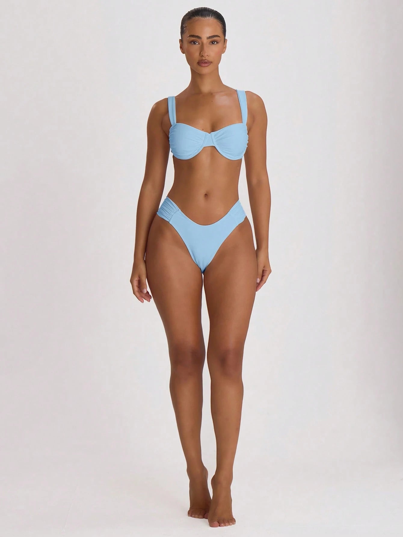 Musera Resort Ruched Side Cheeky Fit Bikini Bottoms Swim Vacation Holiday Summer Travel Beachwear Swimwear Solid Colour Resort Core
