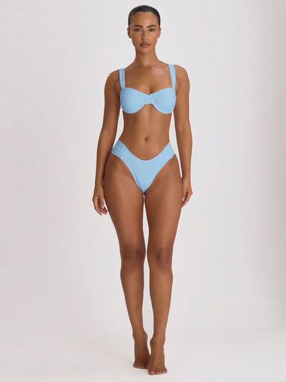 Musera Resort Ruched Side Cheeky Fit Bikini Bottoms Swim Vacation Holiday Summer Travel Beachwear Swimwear Solid Colour Resort Core