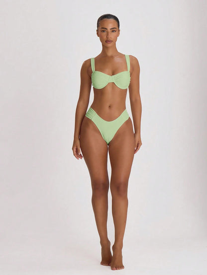 Musera Resort Ruched Side Cheeky Fit Bikini Bottoms Swim Vacation Holiday Summer Travel Beachwear Basics Solid Colour Swimwear Resort Core