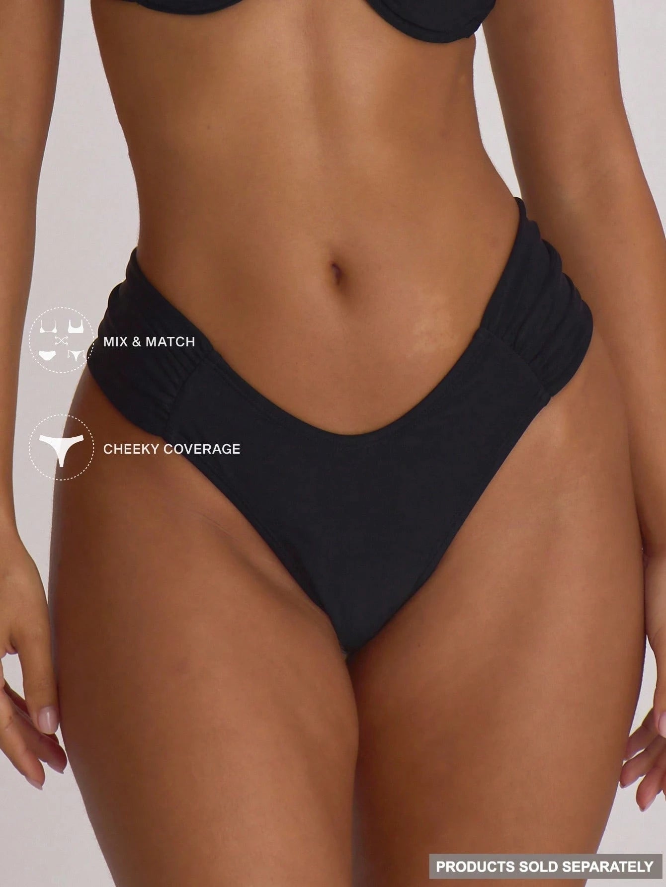 Musera Resort Ruched Side Cheeky Fit Bikini Bottoms Swim Vacation Holiday Summer Travel Beachwear Swimwear Solid Colour Resort Core