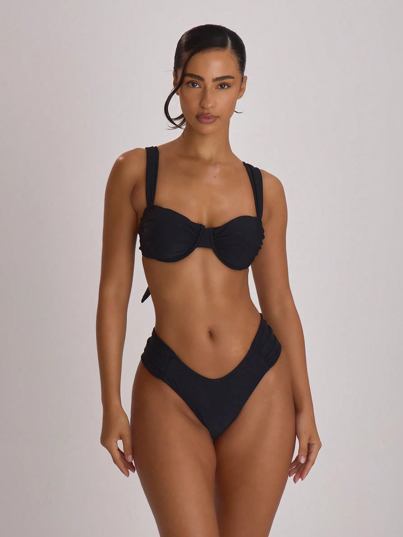 Musera Resort Ruched Side Cheeky Fit Bikini Bottoms Swim Vacation Holiday Summer Travel Beachwear Swimwear Solid Colour Resort Core