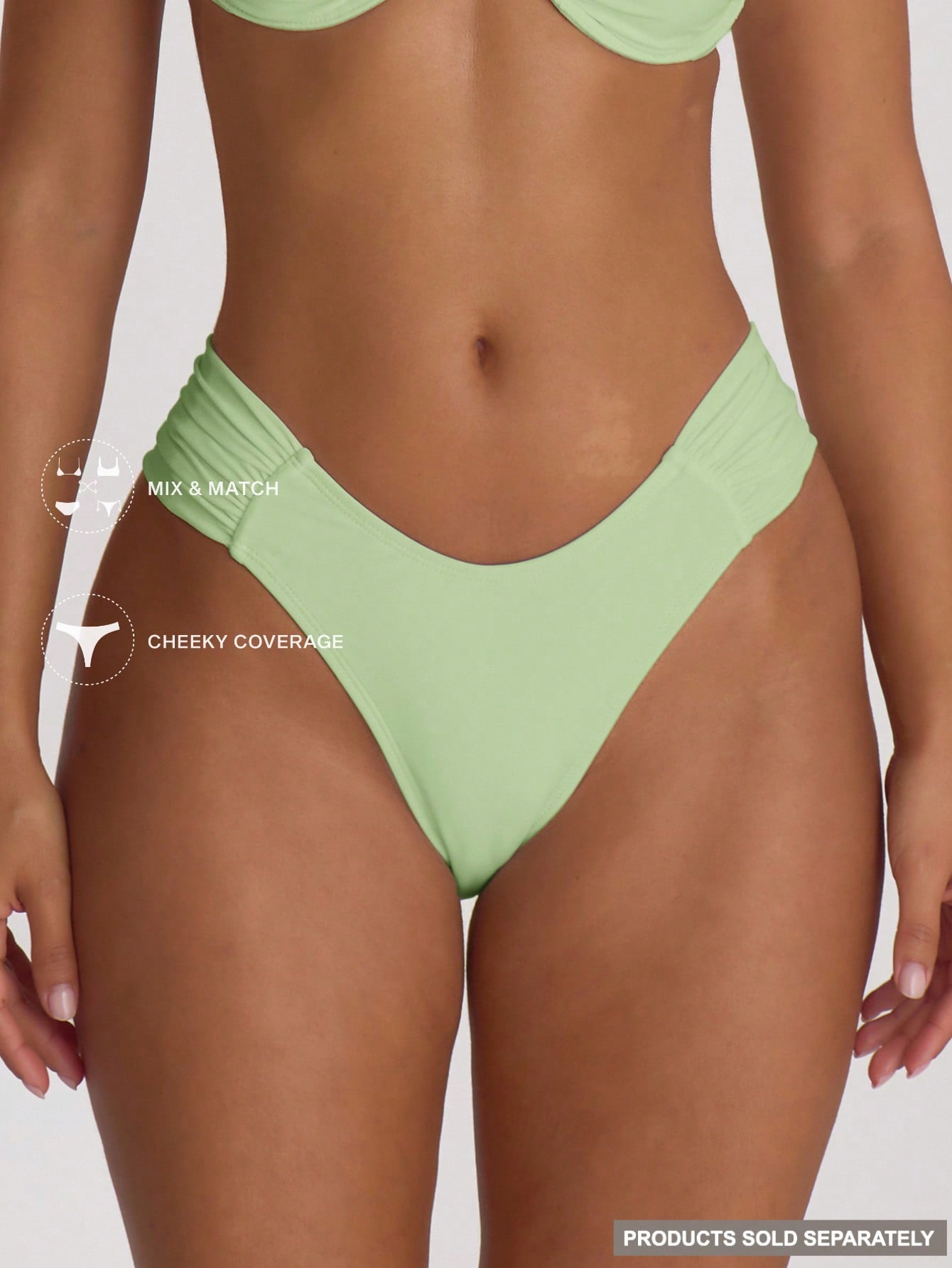 Musera Resort Ruched Side Cheeky Fit Bikini Bottoms Swim Vacation Holiday Summer Travel Beachwear Basics Solid Colour Swimwear Resort Core