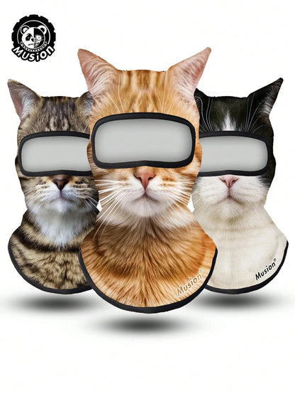 Musion 1/2/3pcs 3D Cat Ski Balaclava With Ears, Anti-Slip Face Mask