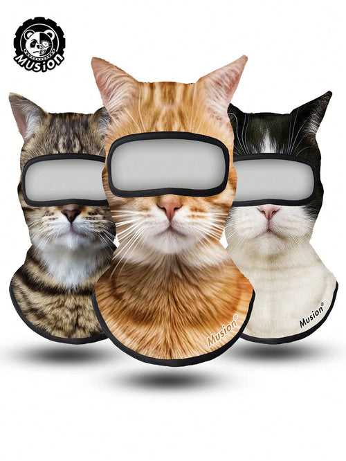 Musion 1/2/3pcs 3D Cat Ski Balaclava With Ears, Anti-Slip Face Mask