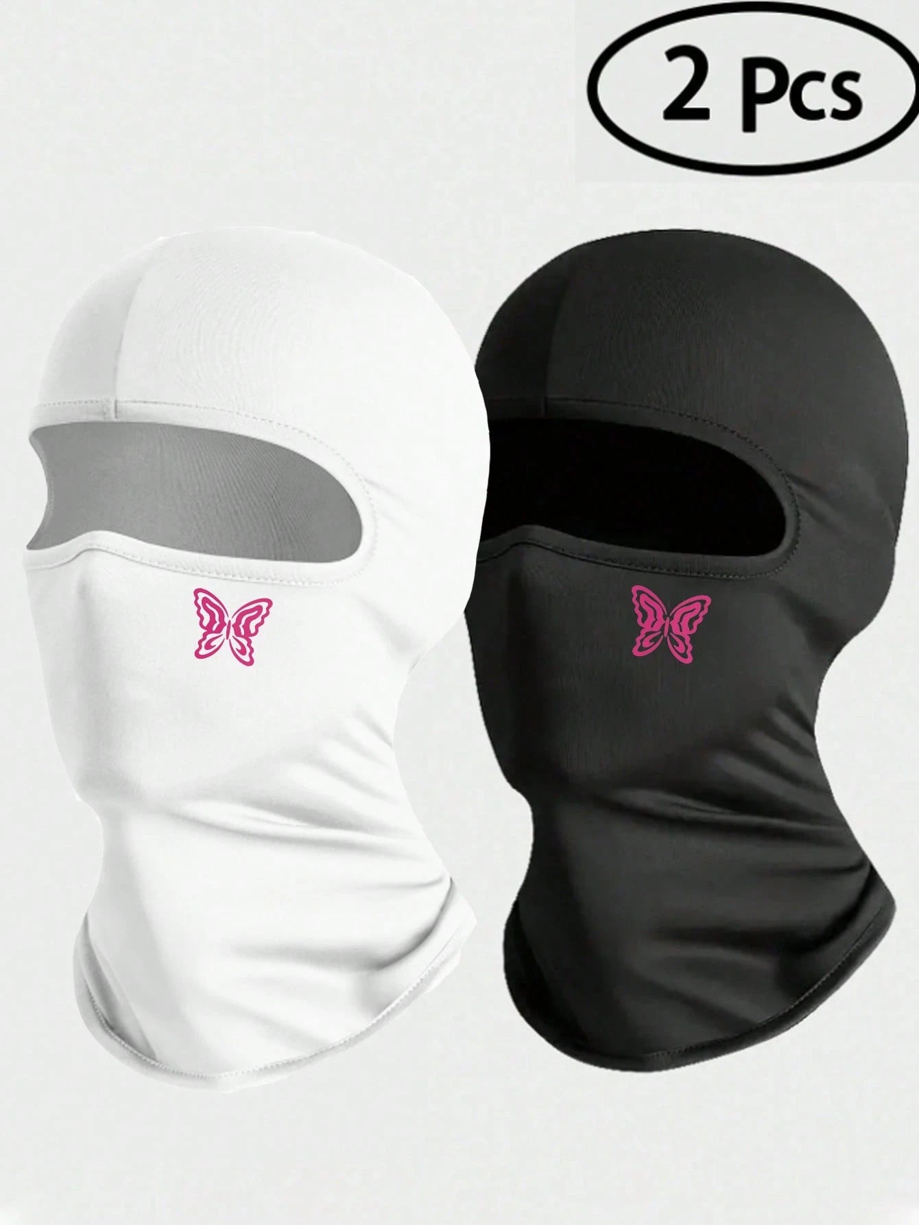 Musion 1/2/3Pcs Pink Butterfly Print Balaclava, Breathable Mesh Full Face Ski Mask, Y2K Streetwear Head Cover For Cycling, Motorcycling & Daily Fashion Outfit