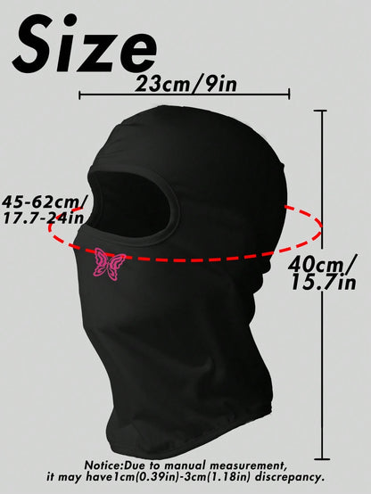 Musion 1/2/3Pcs Pink Butterfly Print Balaclava, Breathable Mesh Full Face Ski Mask, Y2K Streetwear Head Cover For Cycling, Motorcycling & Daily Fashion Outfit