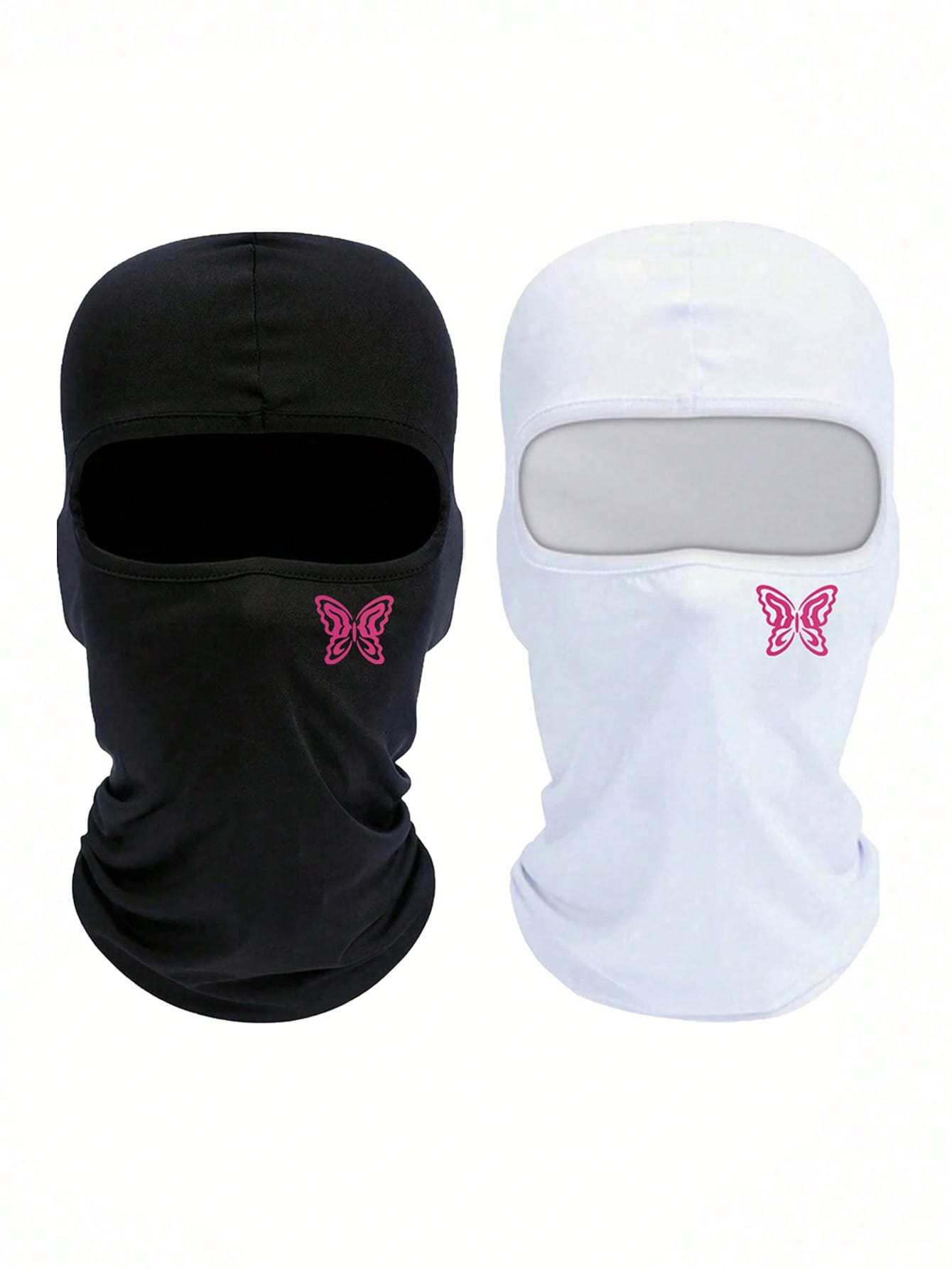 Musion 1/2/3Pcs Pink Butterfly Print Balaclava, Breathable Mesh Full Face Ski Mask, Y2K Streetwear Head Cover For Cycling, Motorcycling & Daily Fashion Outfit