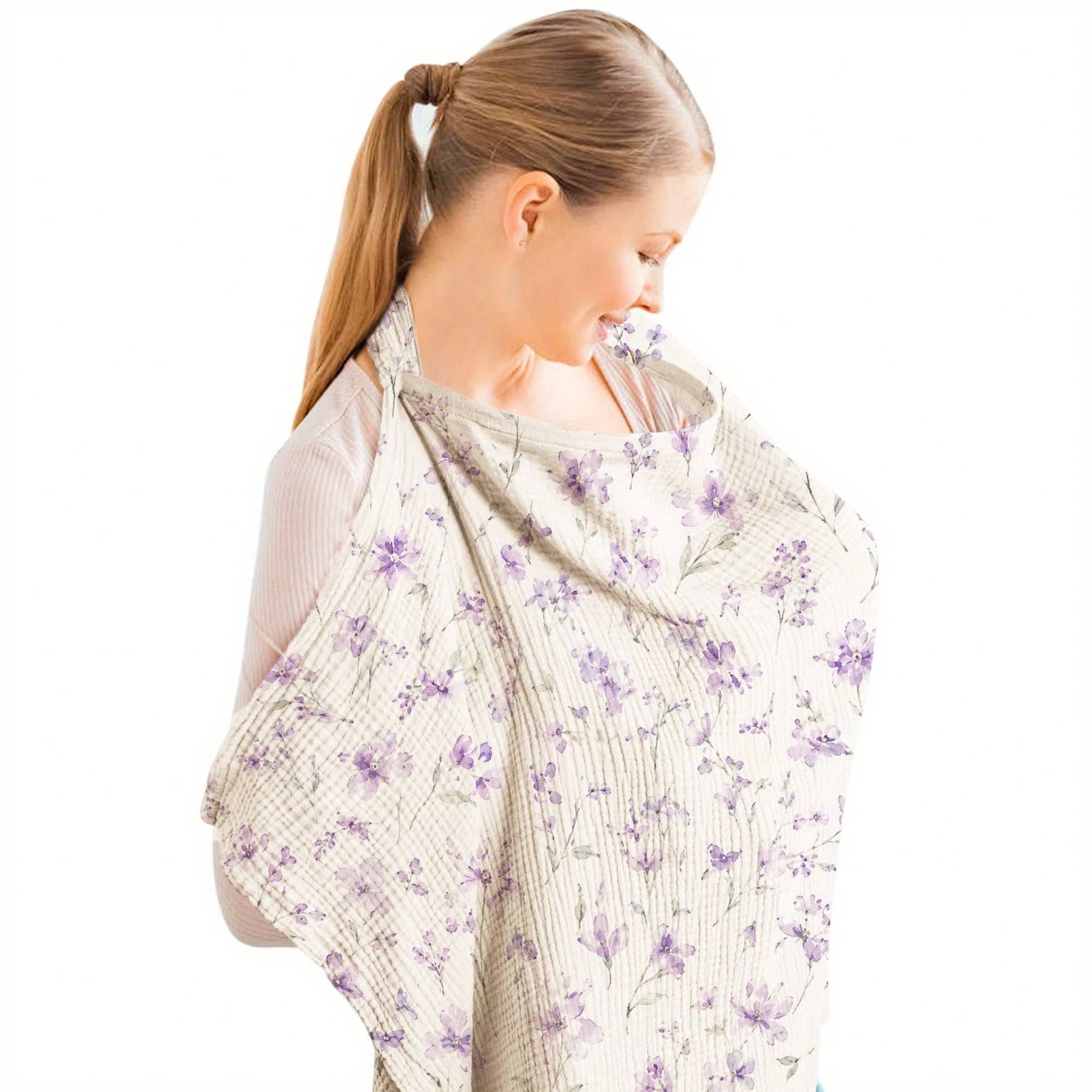 Muslin Nursing Cover For Breastfeeding, Soft Breathable Baby Feeding Apron With Adjustable Neck Strap, Lightweight Privacy Cover, Multi-Use Stroller C
