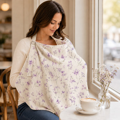 Muslin Nursing Cover For Breastfeeding, Soft Breathable Baby Feeding Apron With Adjustable Neck Strap, Lightweight Privacy Cover, Multi-Use Stroller C