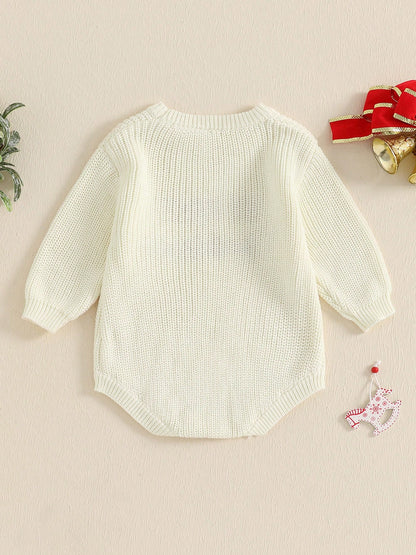 My First Christmas Baby Outfit Girl Boy Christmas Sweater Bubble Romper Long Sleeve Jumpsuit Fall Winter Outfit