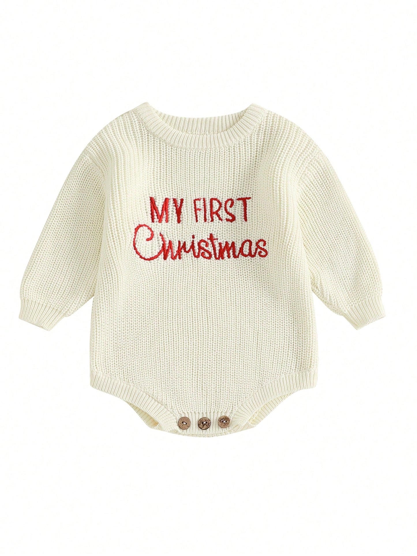 My First Christmas Baby Outfit Girl Boy Christmas Sweater Bubble Romper Long Sleeve Jumpsuit Fall Winter Outfit