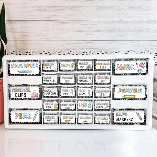 New 42 PiecTeacher Toolbox Labels Tool Box Storage Label Classroom Supply Dr For Back To School Teachers Classroom Organization (Colorful Composition)