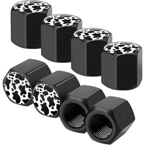 NEW- 8 PCS Tire Valve Stem Caps, Cute Cow Print Airtight Dust Proof Tire Valve Covers, Corrosion Resistant Aluminum Wheel Stem Caps For Cars, Trucks, SUVs (Cow Print)