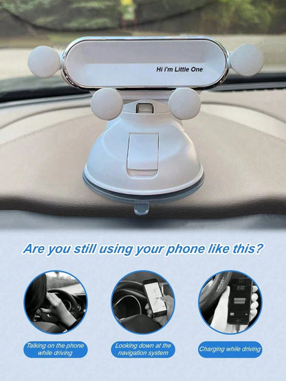 New Car Phone Holder- Dashboard Suction Cup Holder, Gravity Auto Clamping, Shock-Proof Stable, Foldable Design, Cute "Hi, I'm Baby" Text, Universal Fit, Suitable For Navigation, Ideal For Female Driv