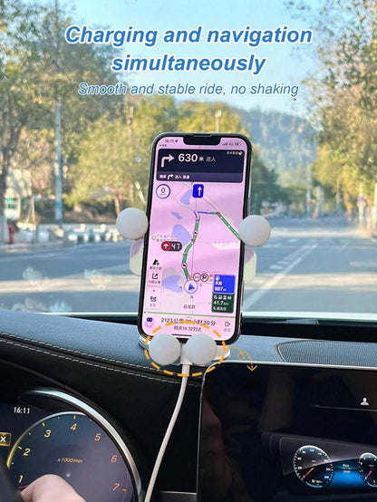 New Car Phone Holder- Dashboard Suction Cup Holder, Gravity Auto Clamping, Shock-Proof Stable, Foldable Design, Cute "Hi, I'm Baby" Text, Universal Fit, Suitable For Navigation, Ideal For Female Driv