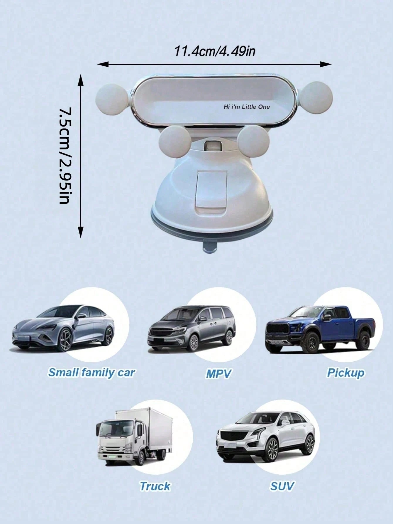 New Car Phone Holder- Dashboard Suction Cup Holder, Gravity Auto Clamping, Shock-Proof Stable, Foldable Design, Cute "Hi, I'm Baby" Text, Universal Fit, Suitable For Navigation, Ideal For Female Driv
