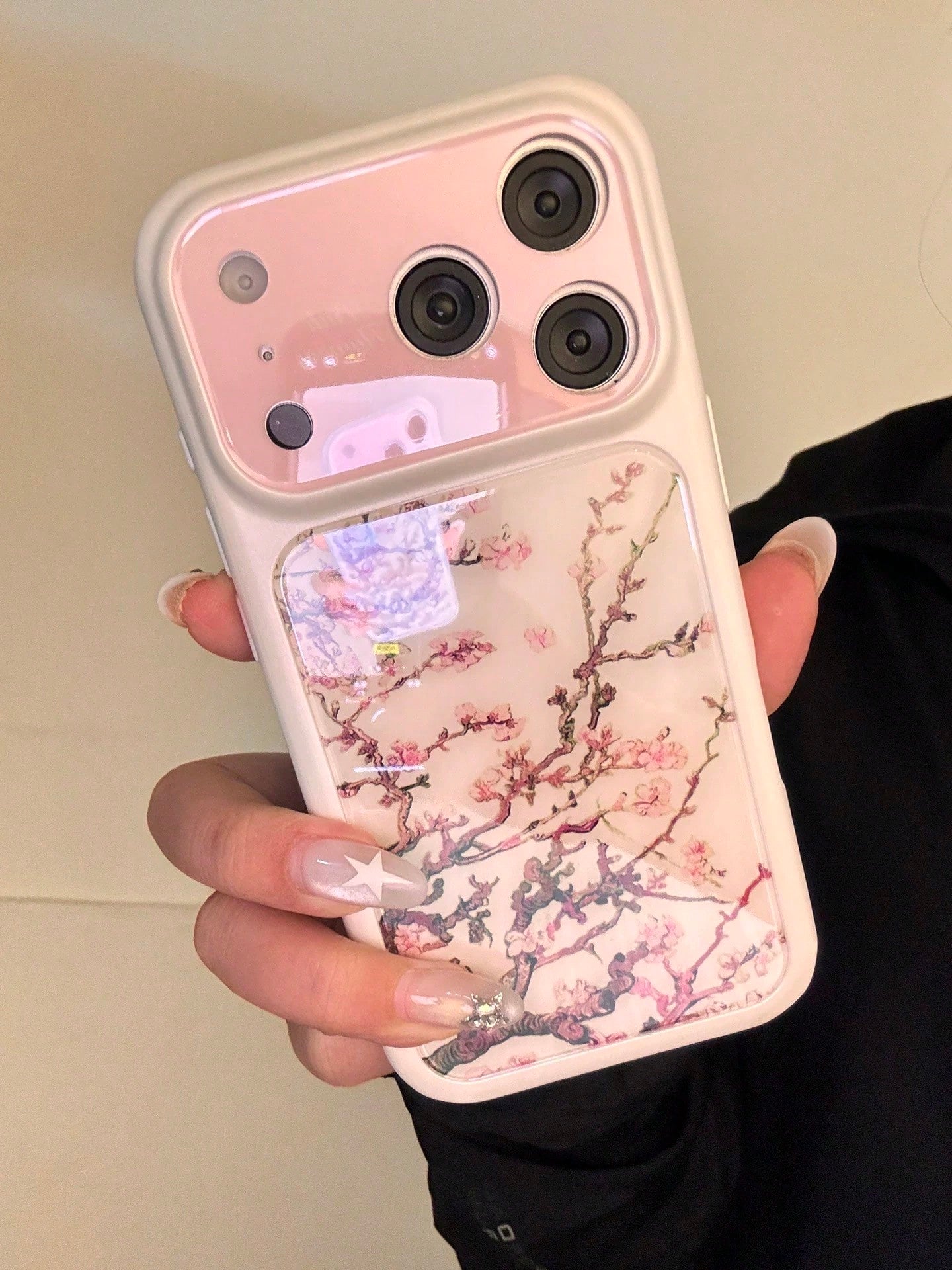 New Chinese Style Pink Plum Blossom Illustration Phone Case Compatible With Apple 16/17 Pro Max/ 15 Pro, Protective Cover Compatible With Iphone 14/13, Shockproof Design For Women