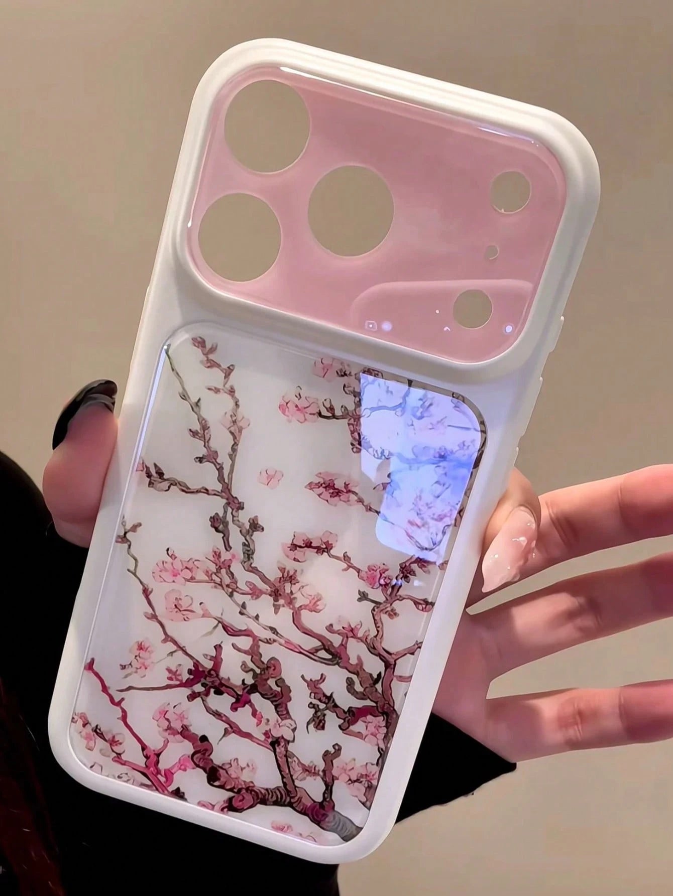 New Chinese Style Pink Plum Blossom Illustration Phone Case Compatible With Apple 16/17 Pro Max/ 15 Pro, Protective Cover Compatible With Iphone 14/13, Shockproof Design For Women